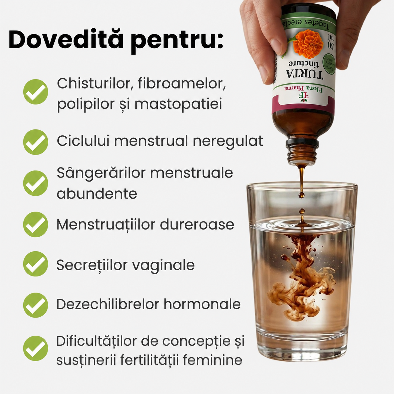 Turtă – tinctură 50 ml - pentru chisturi, fibroame și polipi