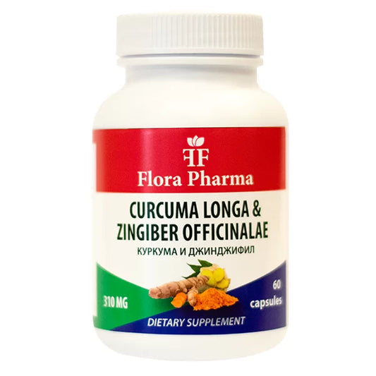 Turmeric si Ghimbir – supliment alimentar 60 capsule, 310 mg - pentru dureri articulare,imunitate,digestie imbunatatita