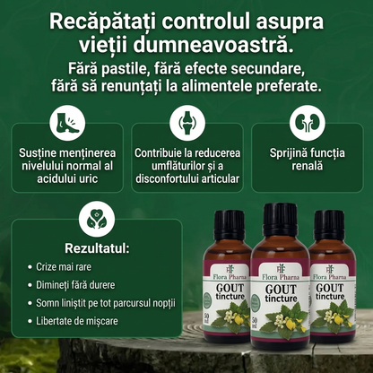 Gută – tinctură 50 ml - accelerează excreția acidului uric