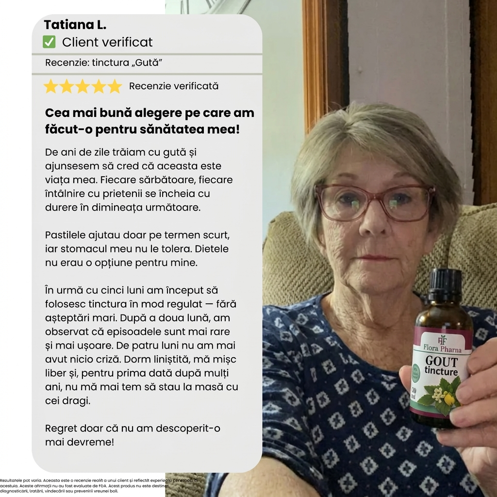 Gută – tinctură 50 ml - accelerează excreția acidului uric